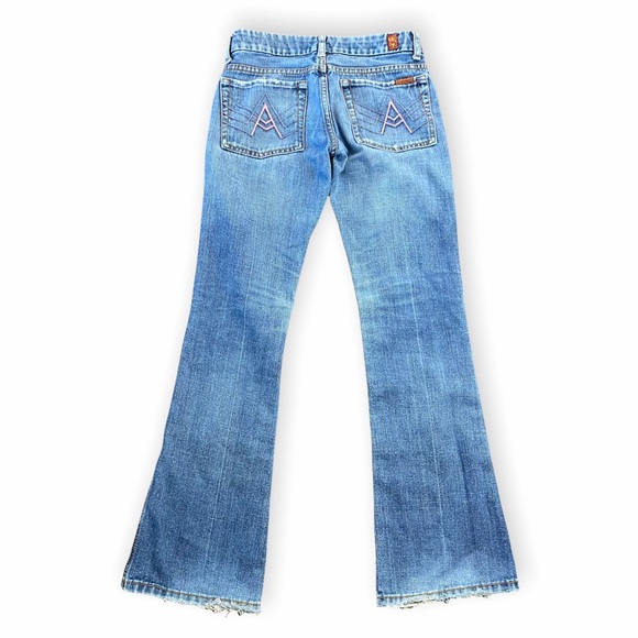 7 For All Mankind “A” Pocket Boot Cut Blue Jeans Size 24 - Picture 3 of 9